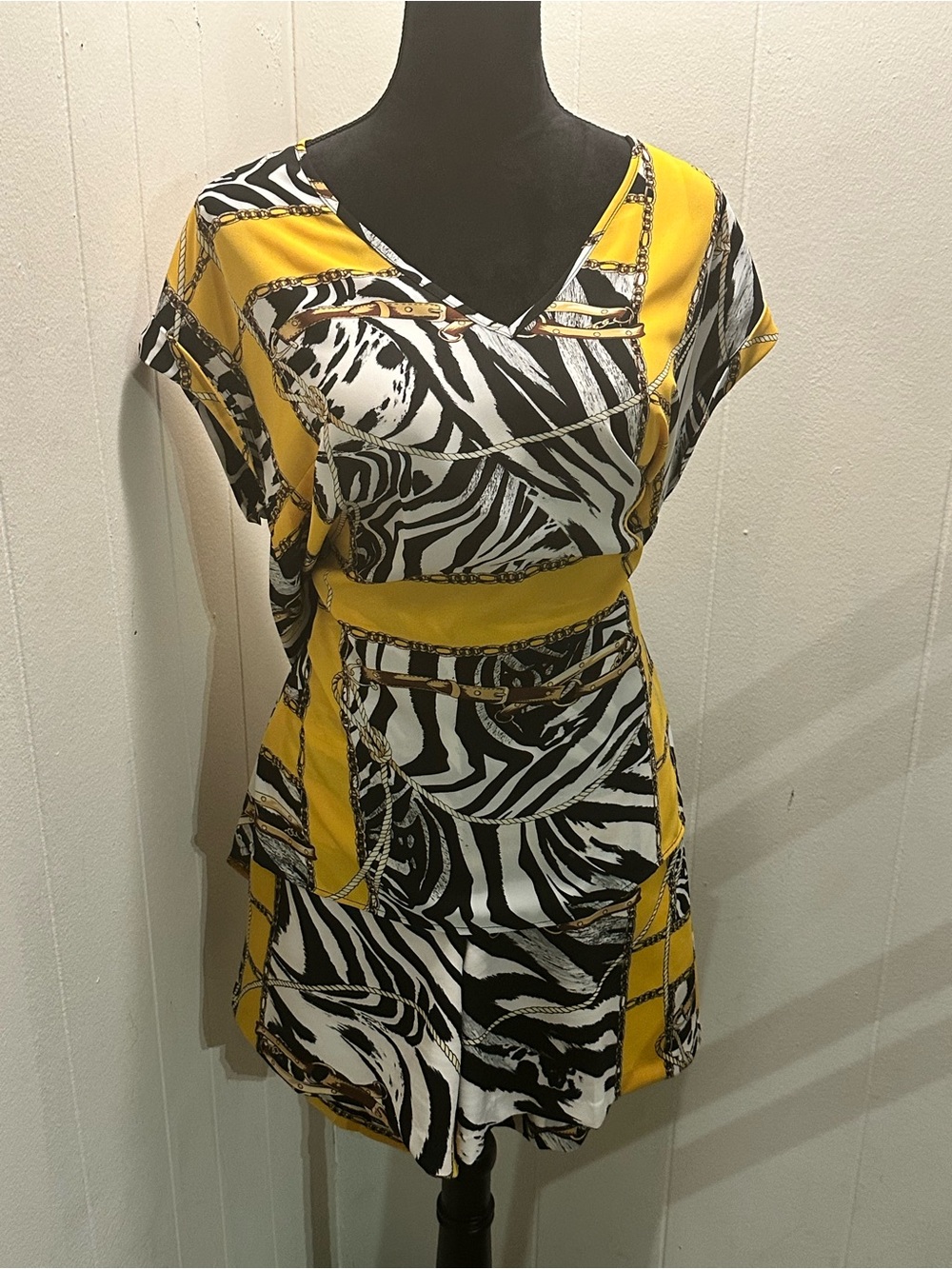Yellow & Black Zebra Print Short Set